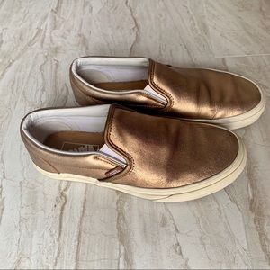 VANS Rose Gold Metallic Slip On Shoes